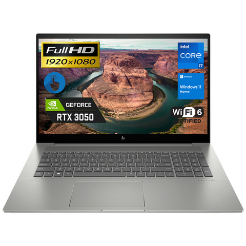HP Envy Laptop, 17.3" FHD 1920 * 1080 Touchscreen 60Hz, Intel Core i7-1355U, NVIDIA GeForce RTX 3050, 16GB DDR4 RAM, 512GB PCIe M.2 SSD, Wi-Fi 6, Windows 11 Home, Grey HP Envy Laptop, 17.3" FHD 1920 * 1080 Touchscreen 60Hz, Intel Core i7-1355U, NVIDIA GeForce RTX 3050, 16GB DDR4 RAM, 512GB PCIe M.2 SSD, Wi-Fi 6, Windows 11 Home, Grey