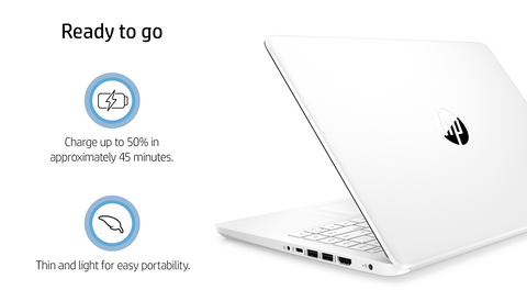HP Essential 14" HD Laptop,  Intel Celeron N4120, 4GB DDR4 RAM, 64GB eMMC, Wi-Fi 5, Windows 11 Home, White HP Essential 14" HD Laptop,  Intel Celeron N4120, 4GB DDR4 RAM, 64GB eMMC, Wi-Fi 5, Windows 11 Home, White