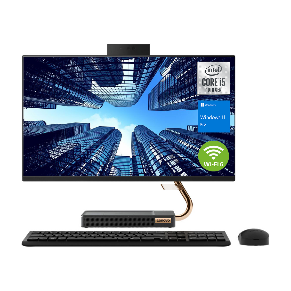 Lenovo IdeaCentre 5 All-in-One Business Desktop, 23.8" FHD IPS Screen, Intel Core i5-10400T, Webcam, HDMI, Wireless Keyboard&Mouse, Wi-Fi 6, Windows 11 Pro