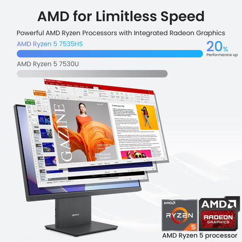 LENOVO IdeaCentre 24-in All-in-One AMD Ryzen 5 16GB RAM AMD Radeon Graphics 512GB SSD Storage Windows 11 Home 100Hz - Black