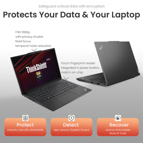 LENOVO ThinkPad E14 14 inches Traditional Laptop AMD Ryzen 5 8GB RAM AMD Radeon Graphics 256GB SSD Storage Windows 11 Pro 60Hz - Black