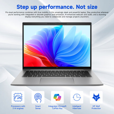 HP ZBook Firefly 14" Mobile Workstation Laptop Intel Core Ultra 7 32GB RAM NVIDIA RTX A500 512GB SSD Storage Windows 11 Pro 60Hz - Silver
