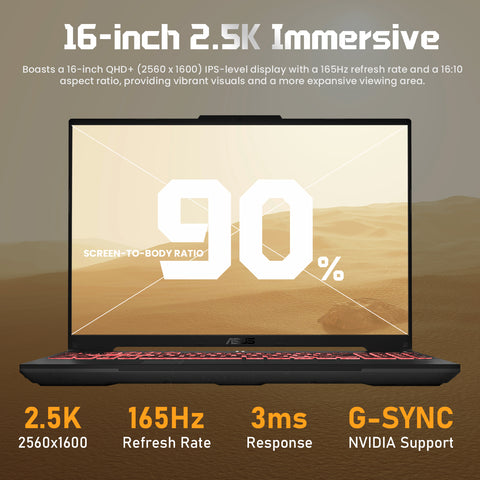 ASUS TUF A16 16" Traditional Laptop AMD Ryzen 9 16GB RAM NVIDIA GeForce RTX 4070 1TB SSD Storage Windows 11 Home 165Hz - Grey