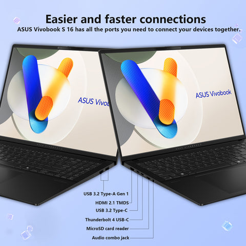 ASUS Vivobook S 16 Flip 15.6" Laptop, Ryzen AI 9 HX 370, 32GB RAM, Radeon Graphics, 1TB SSD, 2.8K 120Hz Display, Windows 11 Home, Black