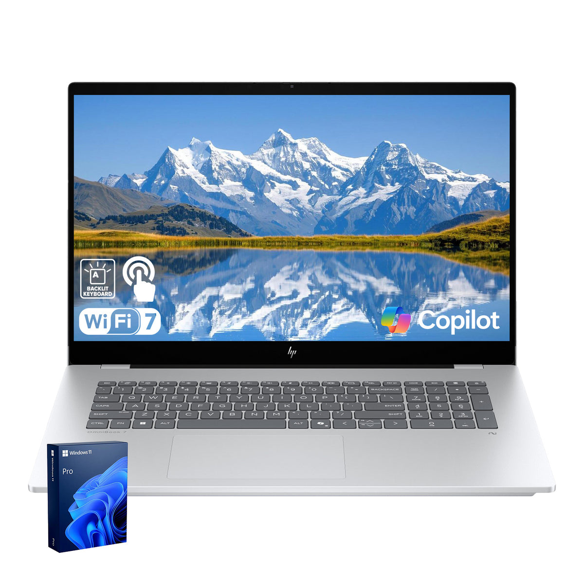 HP OmniBook 7 17.3 inches Traditional Laptop Intel Core Ultra 7 32GB RAM Intel Arc 140V 2TB SSD Storage Windows 11 Pro 60Hz - Silver