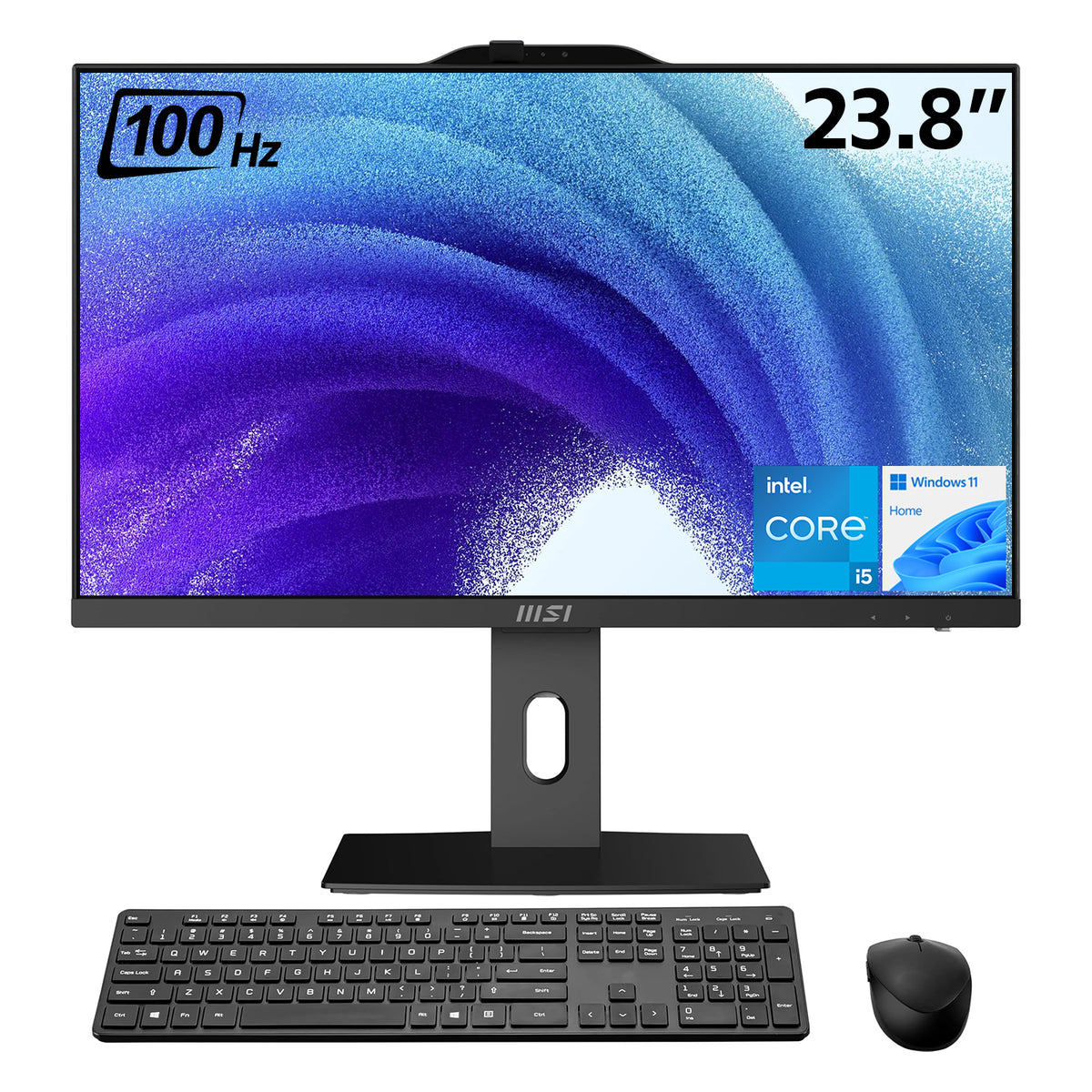 MSI PRO AP242P 23.8 in All-in-One Intel Core i5 32GB RAM Intel UHD Graphics 1TB SSD Storage Windows 11 Home 100Hz - Black