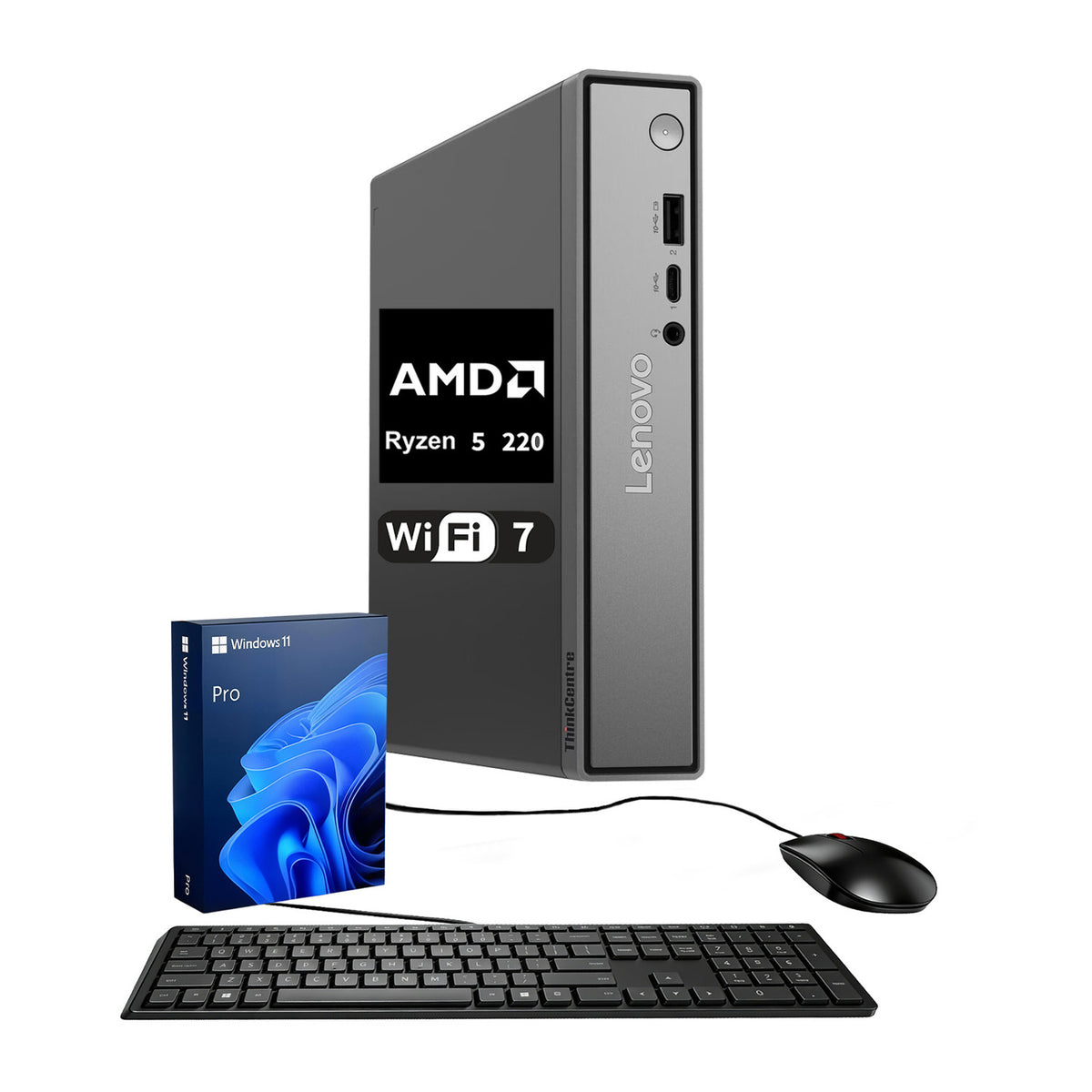 Lenovo ThinkCentre neo MFF Business Desktop, AMD Ryzen 5 220, 8GB DDR5, 512GB SSD, Windows 11 Pro