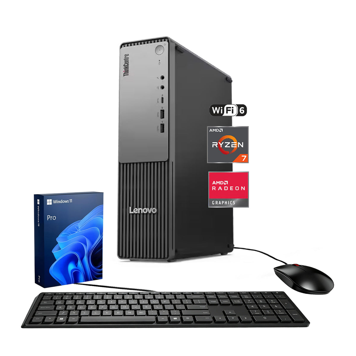 LENOVO ThinkCentre neo Business SFF Desktop, AMD Ryzen 7 250, AMD Radeon Graphics, 32GB DDR5, 1TB SSD, Win11 Pro, Black