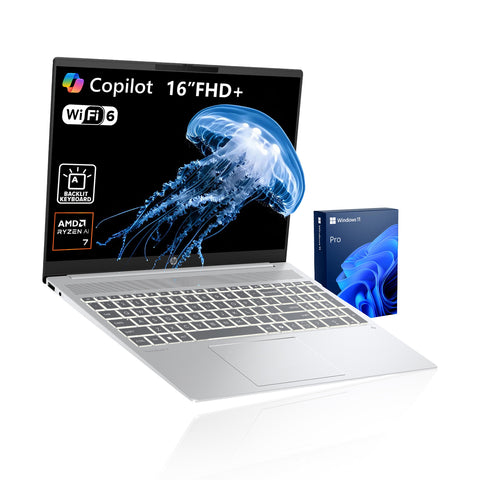 HP OmniBook 5 16 in Traditional Laptop AMD Ryzen AI 7 16GB RAM AMD Radeon Graphics 2TB SSD Storage Windows 11 Pro 60Hz - Silver
