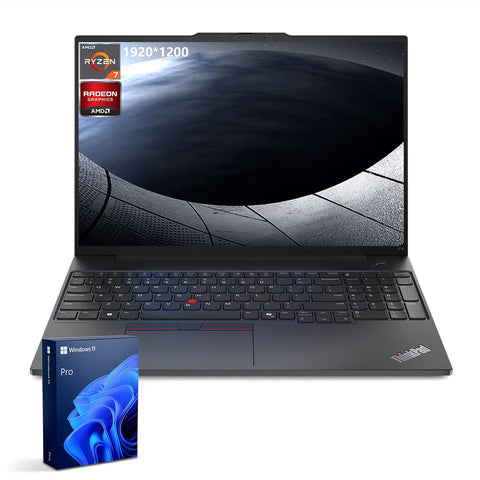 LENOVO ThinkPad E16 16 in Traditional Laptop AMD Ryzen 7 64GB RAM AMD Radeon Graphics 2TB SSD Storage Windows 11 Pro 60Hz - Black
