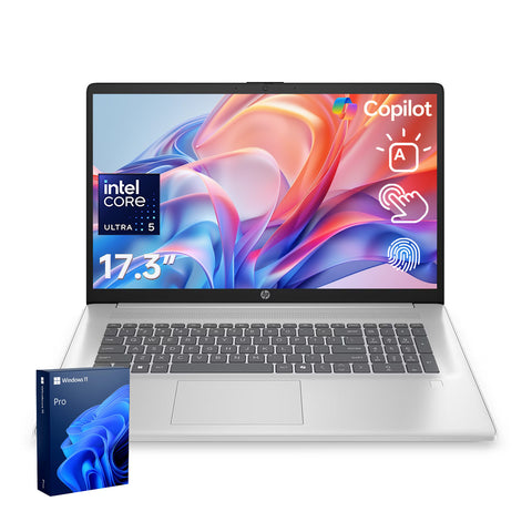 HP 17.3 in Touchscreen Business Copliot AI Laptop, Intel Core Ultra 5 225U, 16GB DDR5 RAM, 2TB SSD, Wi-Fi 6, Win11 Pro, Silver