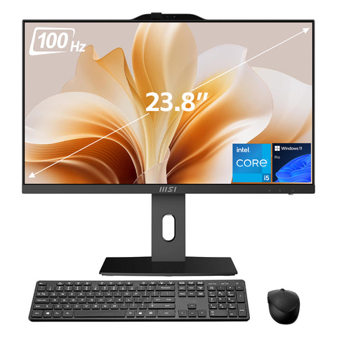 MSI PRO AP242P 23.8 in All-in-One Intel Core i5 16GB RAM Intel UHD Graphics 1TB SSD Storage Windows 11 Pro 100Hz - Black