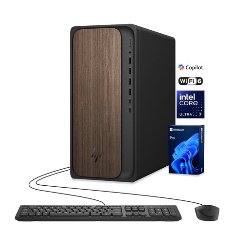 HP OmniDesk M03 Business Desktop, Core Ultra 7 265, Intel Graphics, 32GB DDR5, 2TB SSD, Wi-Fi 6, Wired KB & Mouse, Win11 Pro, Black