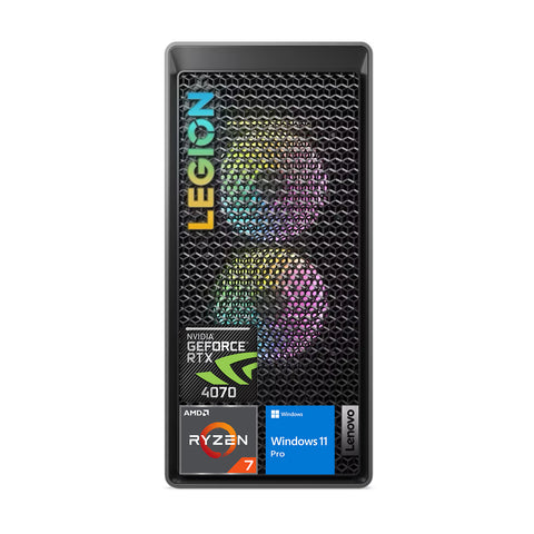 LENOVO Legion T5 Gaming Tower Desktop, AMD Ryzen 7 7700X, NVIDIA GeForce RTX 4070, 16GB DDR5 UDIMM, 512GB PCIe M.2 SSD + 1TB 3.5" HDD, Wi-Fi 6, Non-backlit Keyboard, Windows 11 Home, Black