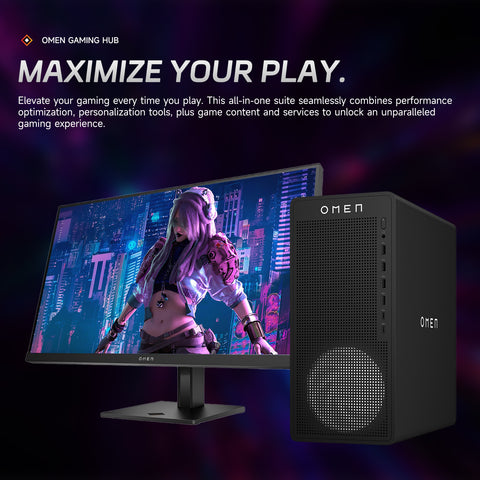 HP Omen 16L Tower Desktop AMD Ryzen 7 64GB RAM NVIDIA GeForce RTX 5060 2TB SSD Storage Windows 11 Pro - Black