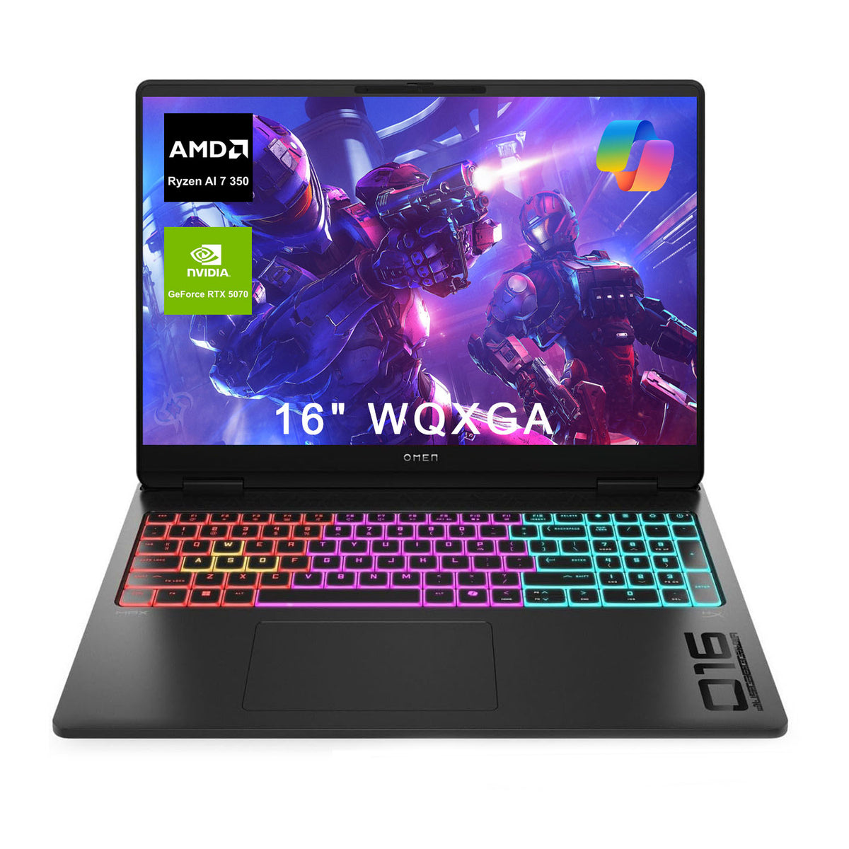 HP Omen MAX RTX 5070 Gaming Laptop, 16" WQXGA 240Hz, AMD Ryzen AI 7 350, 32GB DDR5 RAM, 2TB SSD, RGB Backlit KB, Wi-Fi 6, Windows 11 Home, Black