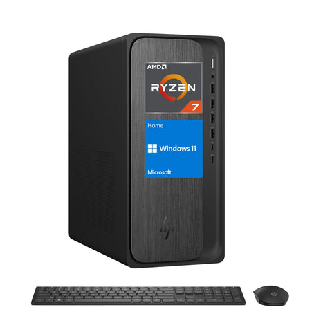 HP OmniDesk Tower Desktop AMD Ryzen 7 32GB RAM AMD Radeon Graphics 1TB SSD Storage Windows 11 Home - Black