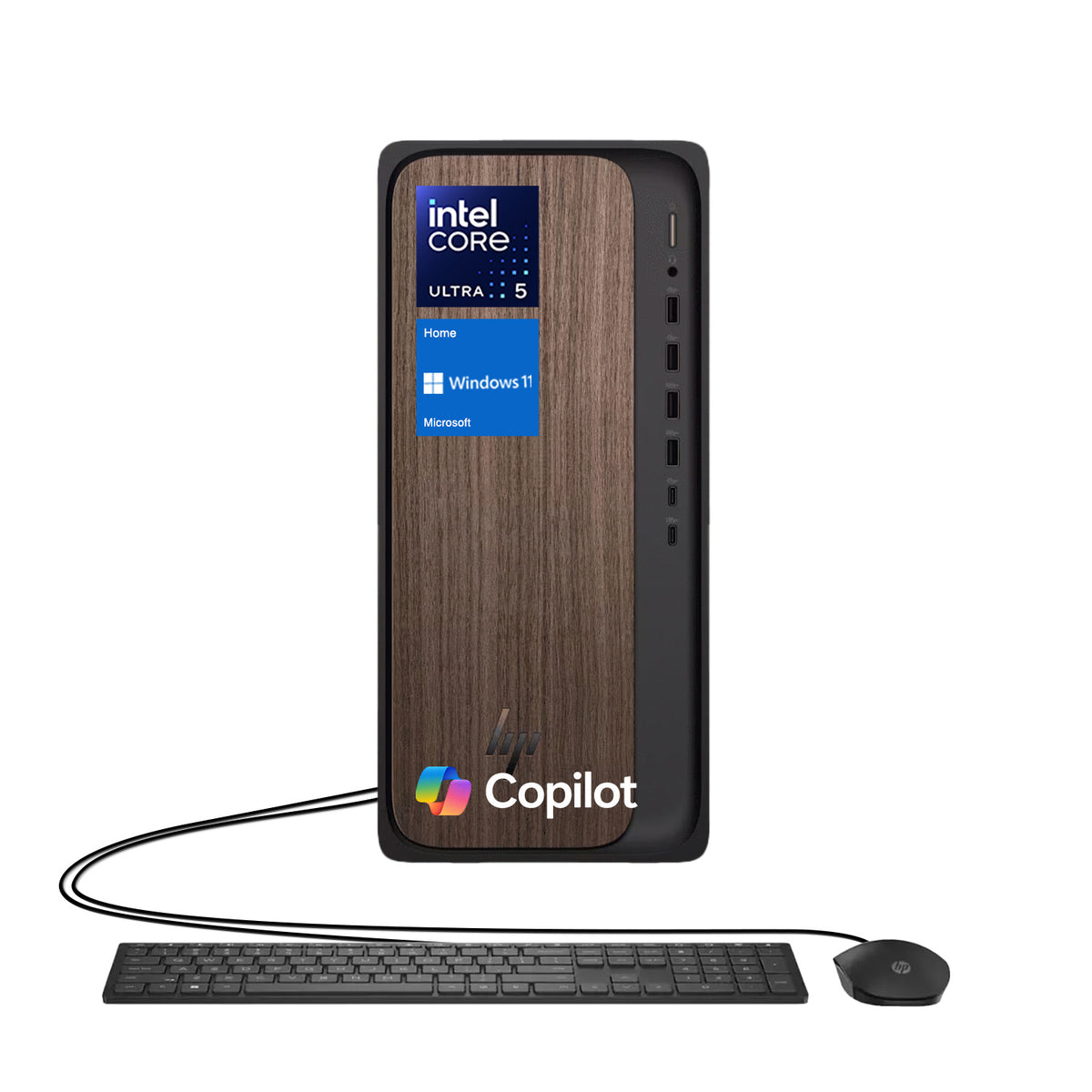 HP OmniDesk Tower Desktop Intel Core Ultra 5 8GB RAM Intel Graphics 512GB SSD Storage Windows 11 Home - Black