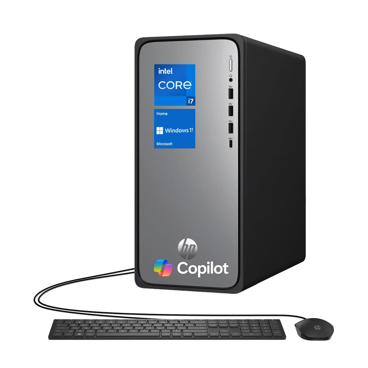 HP OmniDesk Tower Desktop Intel Core i7 32GB RAM Intel UHD Graphics 1TB SSD Storage Windows 11 Home - Black