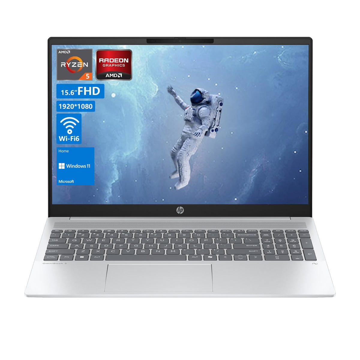 HP Essential 255 15.6 inches Traditional Laptop AMD Ryzen 5 16GB RAM AMD Radeon Graphics 512GB SSD Storage Windows 11 Home 60Hz - Silver