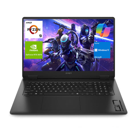 HP Omen 17.3 inches FHD Gaming Traditional Laptop, AMD Ryzen AI 9 365, NVIDIA GeForce RTX 5070, 64GB RAM 1TB SSD, Wi-Fi 6, Windows 11 Home, Black