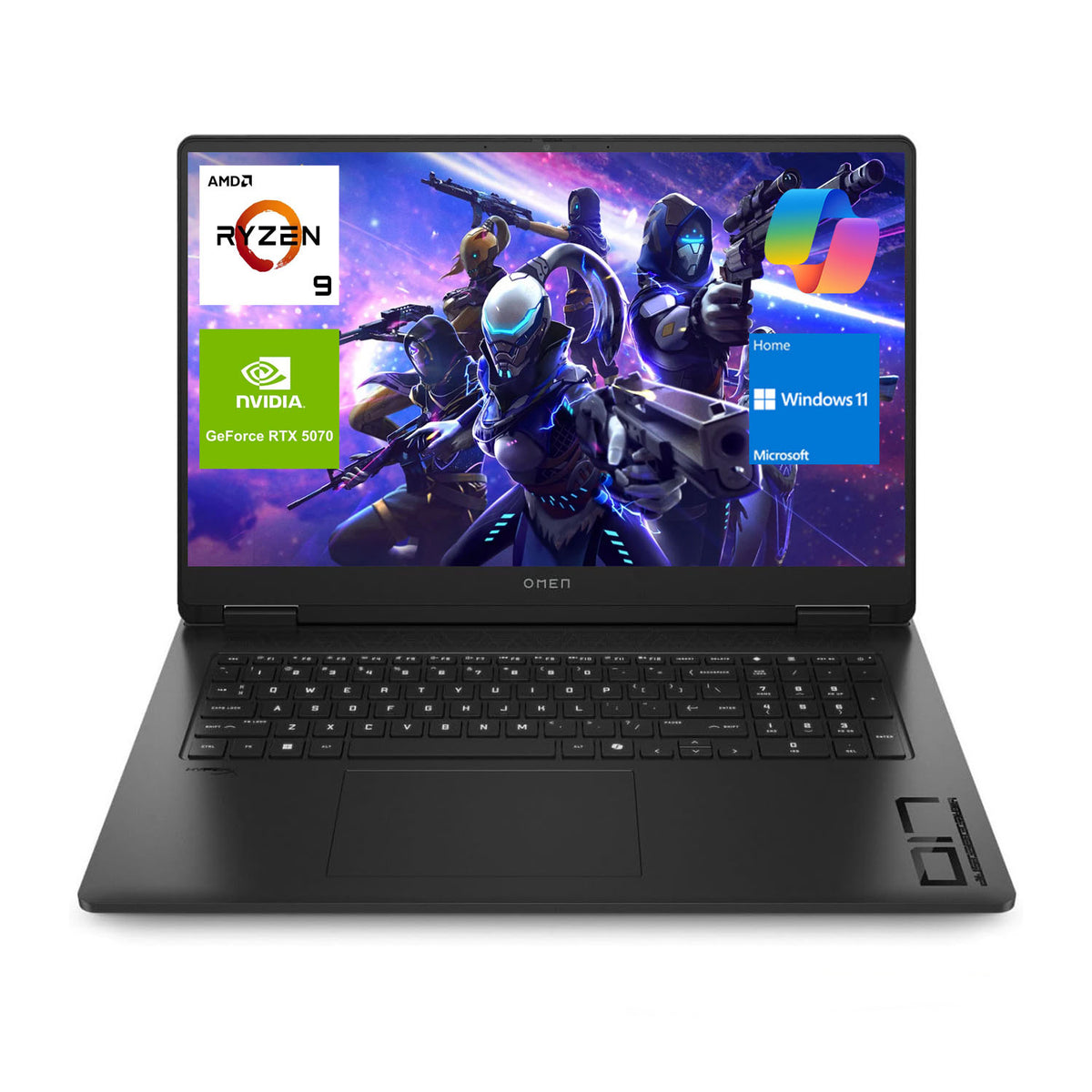 HP Omen 17.3 inches FHD Gaming Traditional Laptop, AMD Ryzen AI 9 365, NVIDIA GeForce RTX 5070, 32GB RAM 2TB SSD, Wi-Fi 6, Windows 11 Home, Black