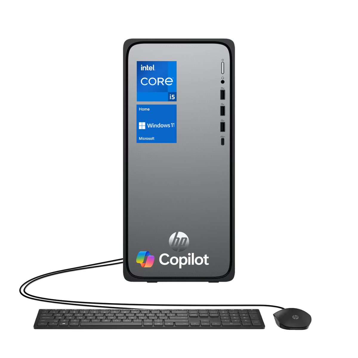 HP OmniDesk Tower Desktop Intel Core i5 8GB RAM Intel UHD Graphics 512GB SSD Storage Windows 11 Home - Silver