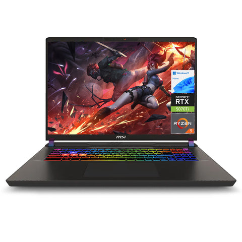 MSI Vector 16 16 inches Traditional Laptop AMD Ryzen 9 16GB RAM NVIDIA GeForce RTX 5070 Ti 1TB SSD Storage Windows 11 Home 240Hz - Black