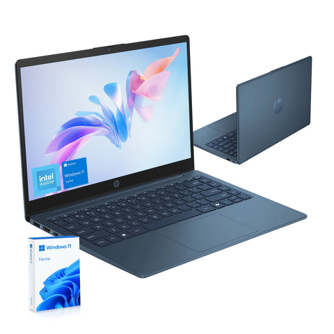 HP Essential 14 in Traditional Laptop, Intel N-Series N150, Intel Graphics, 16GB DDR4, 128GB eMMC, Wi-Fi 6, Win11 Home, Blue