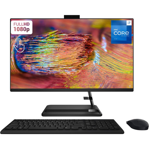 LENOVO IdeaCentre 3 Daily All-in-One, 27" FHD 1920*1080 Touchscreen 60Hz, Intel Core i7-13620H, Intel UHD Graphics, 32GB DDR4 SODIMM, 1TB PCIe M.2 SSD, Wi-Fi 6, Non-backlit Keyboard, Windows 11 Home, Black