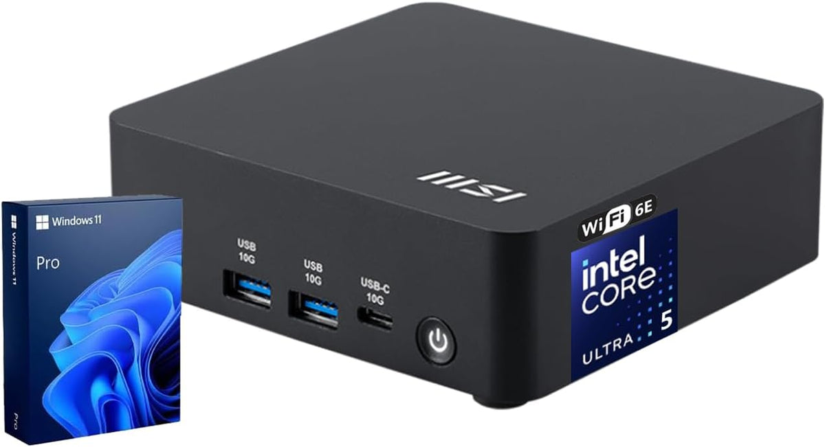 MSI Cubi NUC AI Mini Desktop Intel Core Ultra 5 16GB RAM Intel Graphics 1TB SSD Storage Windows 11 Pro - Black