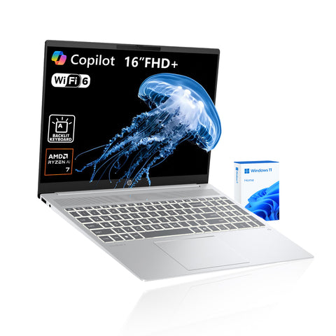 HP OmniBook 5 16 in Traditional Laptop AMD Ryzen AI 7 16GB RAM AMD Radeon Graphics 1TB SSD Storage Windows 11 Home 60Hz - Silver