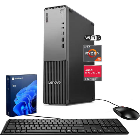 Lenovo ThinkCentre Neo 55s SFF Business AI Desktop, AMD Ryzen 5 220, AMD Radeon Graphics, 32GB DDR5, 2TB SSD, Wi-Fi 6, Win11 Pro, Black