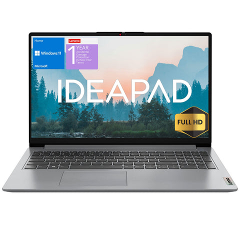 LENOVO IdeaPad 1 15.6 inches Traditional Laptop Intel Pentium Silver N6000 8GB RAM Intel UHD Graphics 128GB eMMC Storage Windows 11 Home - Grey