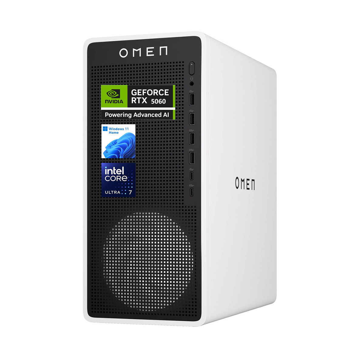 HP Omen 16L Gaming Tower Desktop, Core Ultra 7 265F, RTX 5060, 8GB DDR5, 512GB SSD, Wi-Fi 6, Windows 11 Home, White
