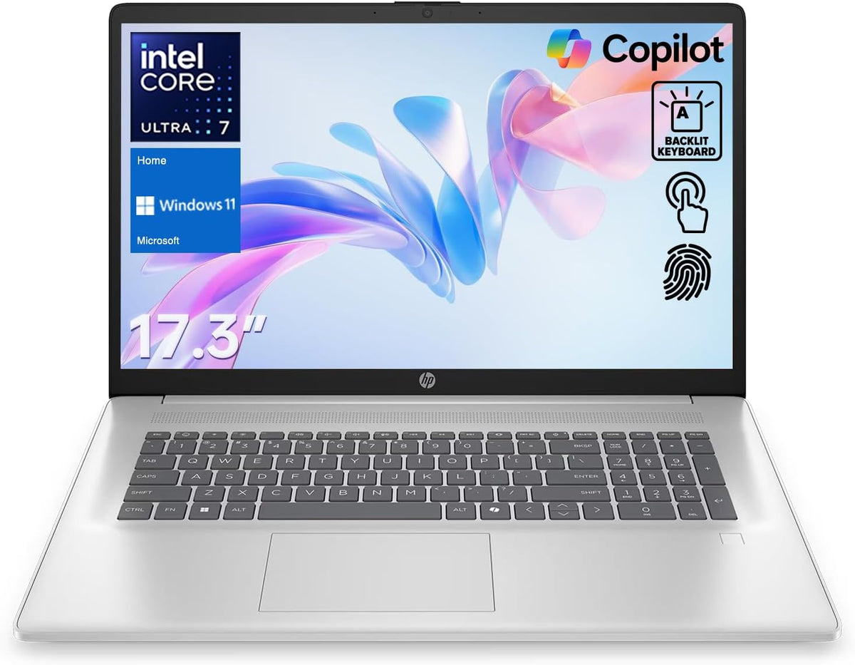 HP Essential 17.3" Traditional Laptop Intel Core Ultra 7 8GB RAM Intel Graphics 512GB SSD Storage Windows 11 Home 60Hz - Silver
