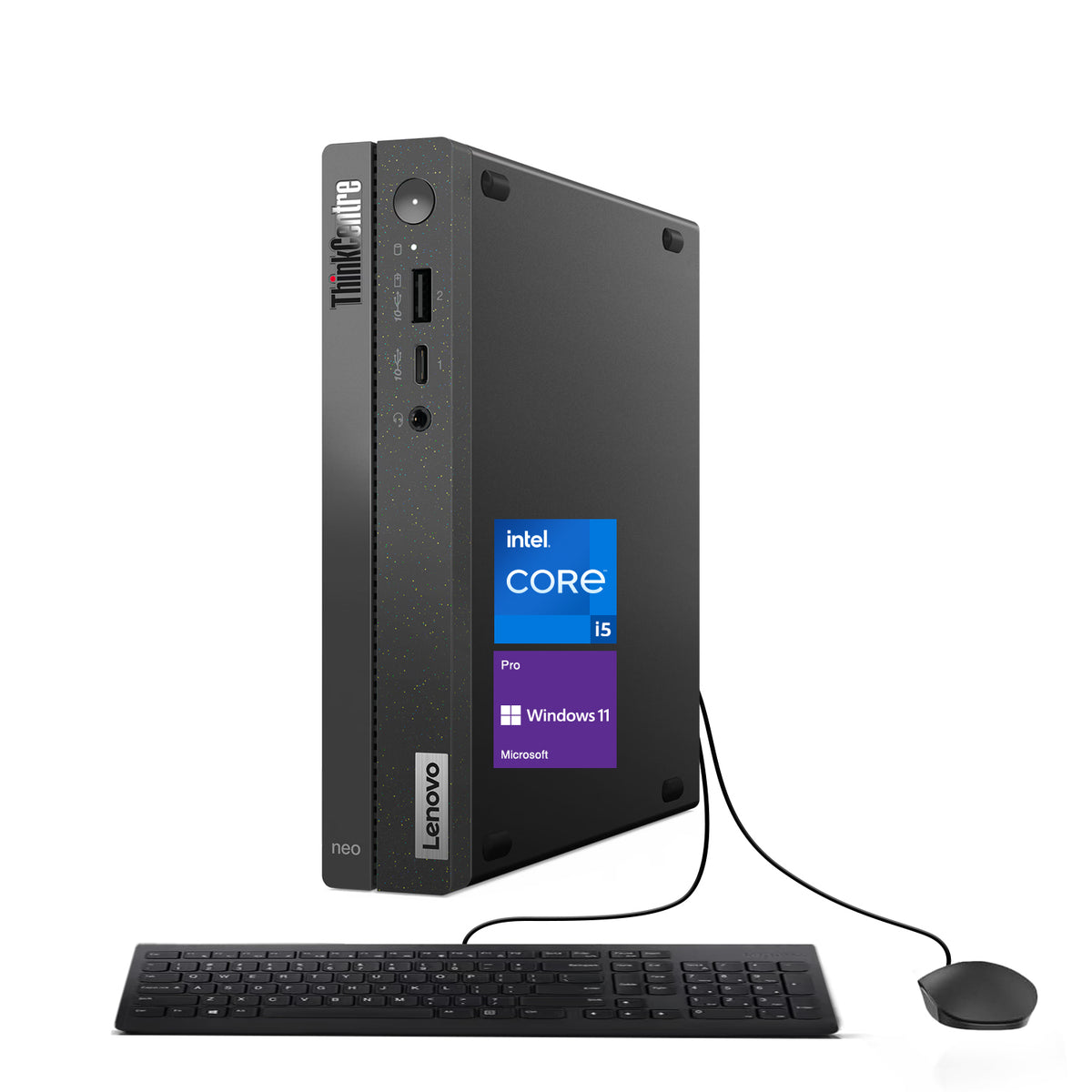 LENOVO ThinkCentre neo 50q MFF Desktop Intel Core i5 8GB RAM Intel UHD Graphics 256GB SSD Storage Windows 11 Pro - Black