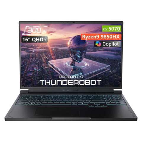 THUNDEROBOT Radiant S 16 Gaming Laptop 16 inches WQXGA Non-touch 300Hz AMD Ryzen 9 9850HX NVIDIA GeForce RTX 5070 32GB DDR5 2TB SSD Windows 11 Home, Black