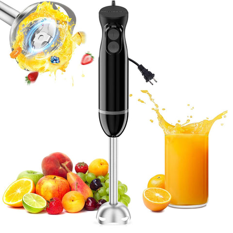Bonsenkitchen Hand Blender, Immersion Blender with 2 Mixing Speed, Electric Handheld Blender Portable Stick Mixer with Stainless Steel Blades for Soup, Smoothie, Puree, Baby Food