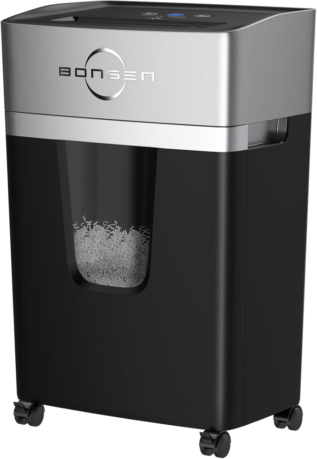 BONSEN 12-Sheet Micro Cut Paper Shredder for Home Office Use, High Security Level P-4 /55dB Ultra-Quiet/40-Minutes Shredding Shreds Credit Card/Staples, 5.3-Gallons Pullout Bin (S3106)