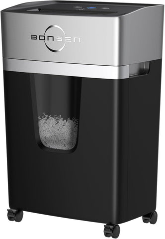 BONSEN 12-Sheet Micro Cut Paper Shredder for Home Office Use, High Security Level P-4 /55dB Ultra-Quiet/40-Minutes Shredding Shreds Credit Card/Staples, 5.3-Gallons Pullout Bin (S3106)