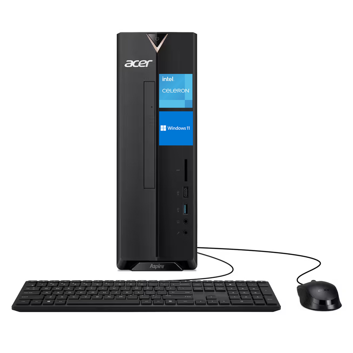 Acer Aspire XC-840 Tower Desktop, Intel Celeron N4505, Intel UHD Graphics, 8GB DDR4 RAM, 512GB PCIe M.2 SSD, Wi-Fi 6, Windows 11 Home, Black