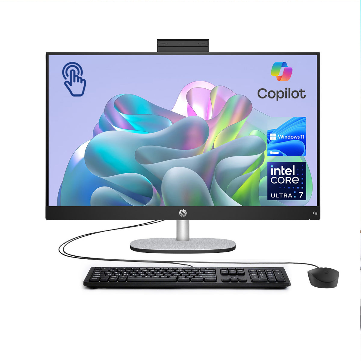 HP Essential 27 inches All-in-One Intel Core Ultra 7 32GB RAM Intel Graphics 1TB SSD Storage Windows 11 Home 60Hz - Black