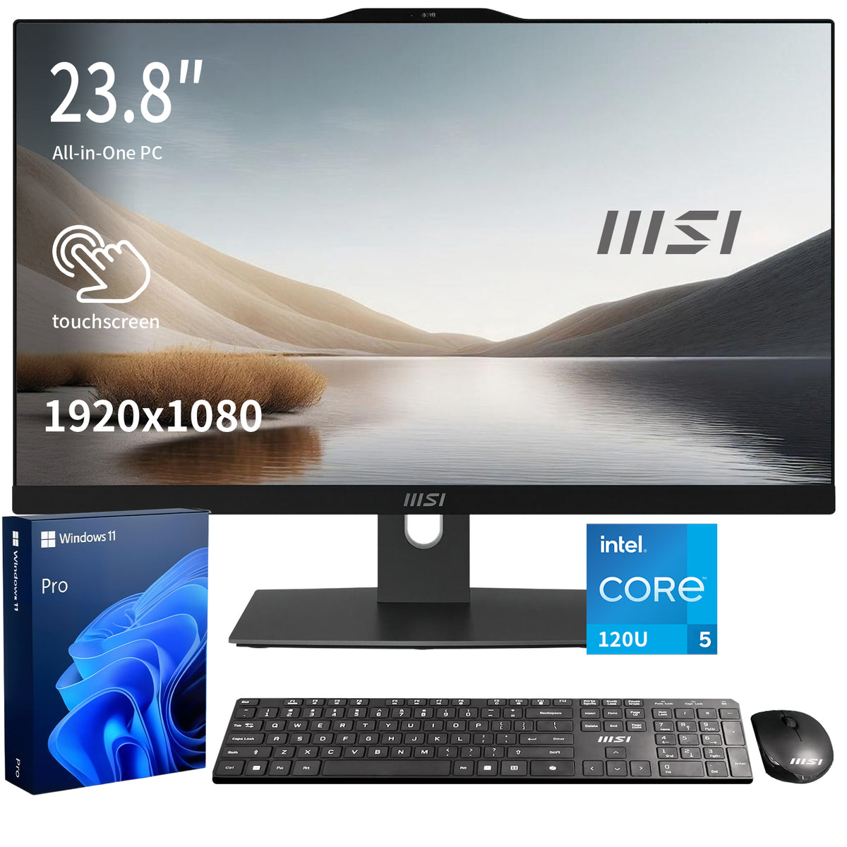 MSI Modern AM242TP 23.8 inches All-in-One Intel Core 5 16GB RAM Intel Graphics 1TB SSD Storage Windows 11 Pro 60Hz - Black