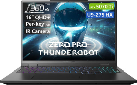 THUNDEROBOT ZERO 16 16-in Traditional Laptop Intel Core Ultra 9 64GB RAM NVIDIA GeForce RTX 5070 Ti 2TB SSD Storage Windows 11 Home 360Hz - Black