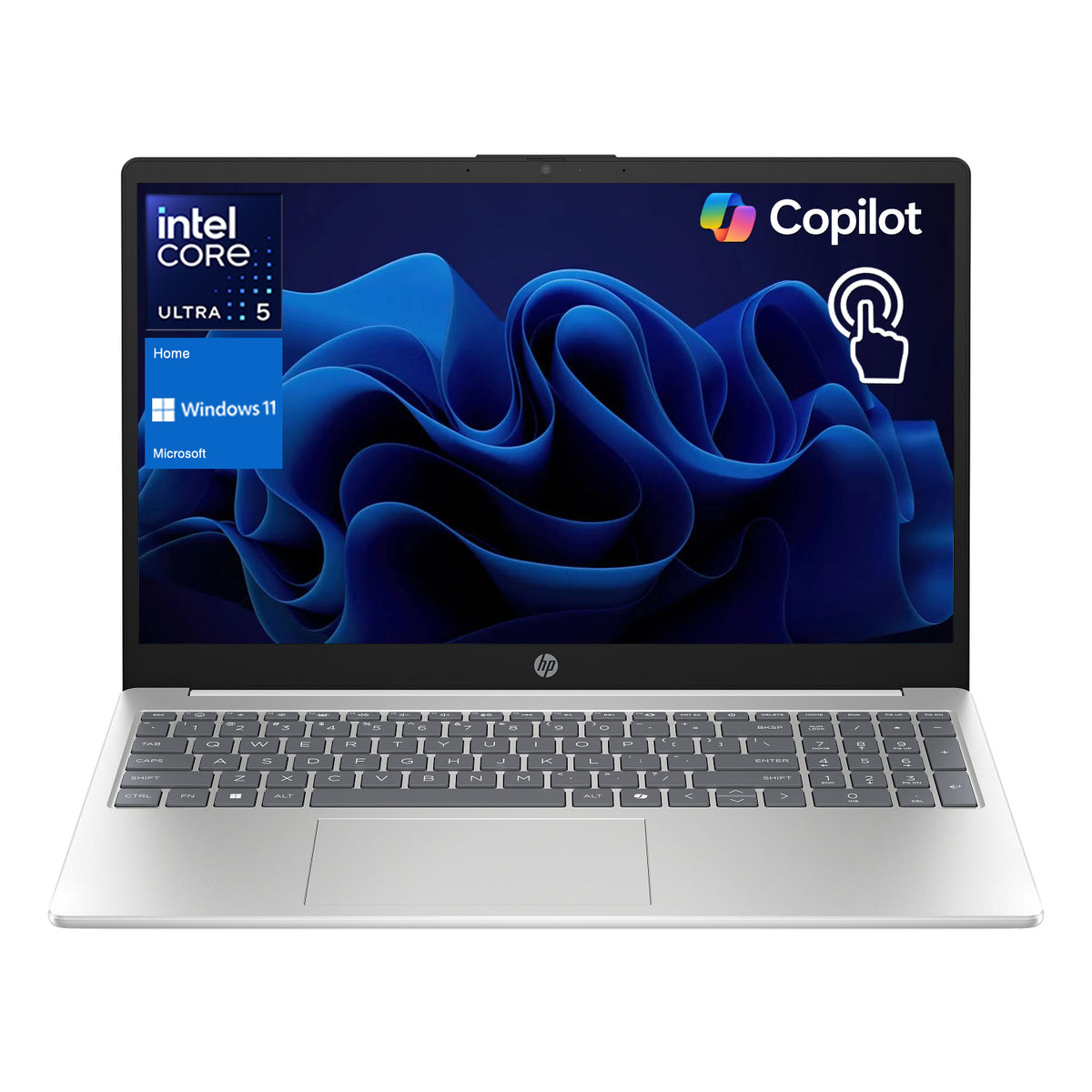 HP Essential 15.6 inches Traditional Laptop Intel Core Ultra 5 16GB RAM Intel Graphics 1TB SSD Storage Windows 11 Home 60Hz - Silver