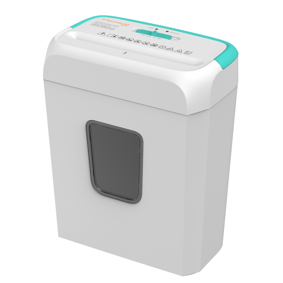 Bonsaii Secure Shredder, Home Office Shredder, high Security, 6-Sheet, Cross-Cut shredding for documents, Mail, Staples, Credit Cards, Equipped Convenient Handle, 3.4-Gallon Wastebasket, White & Blue