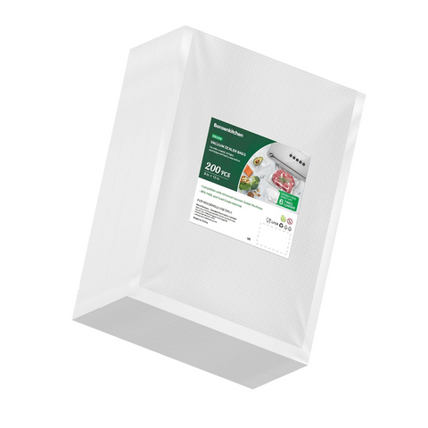 Bonsenkitchen Precut Vacuum Bags 100 Quart 8" x 12", BPA Free, Commercial Grade Textured Food Sealer Bag, Thick Embossed Bags for Storage and Sous Vide Cooking VB3205