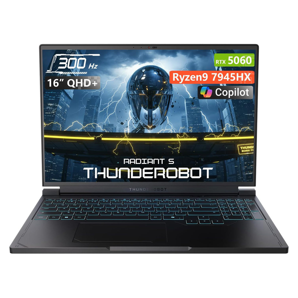 THUNDEROBOT Radiant S 16 Gaming Laptop 16 inches WQXGA Non-touch 300Hz AMD Ryzen 9 7945HX NVIDIA GeForce RTX 5060 64GB DDR5 2TB SSD Windows 11 Home, Black