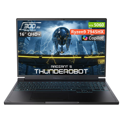 THUNDEROBOT Radiant S 16 Gaming Laptop 16 inches WQXGA Non-touch 300Hz AMD Ryzen 9 7945HX NVIDIA GeForce RTX 5060 64GB DDR5 2TB SSD Windows 11 Home, Black